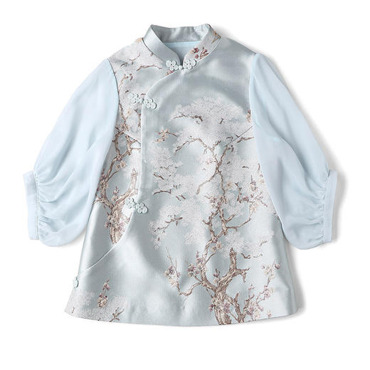 AYK-QF-191030纱网拼接中袖提花上衣女时尚改良唐装 商品图4