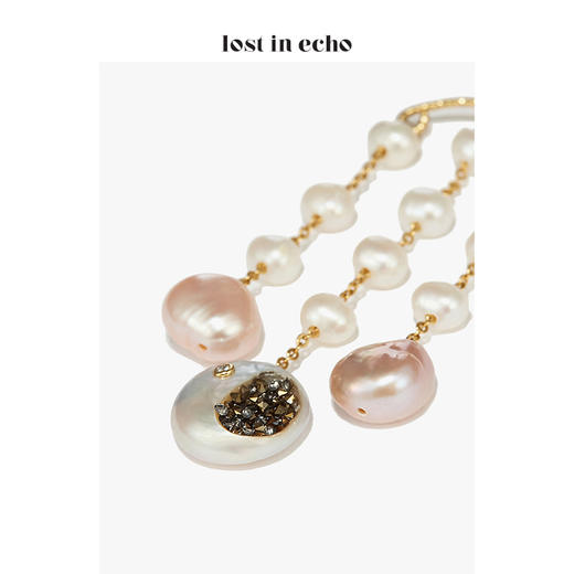 lost in echo金币耳钉搭配纽扣巴洛克异形珍珠流苏耳环 商品图2