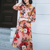 SMHC-SM20119新款复古盘扣印花修身显瘦长款真丝连衣裙 商品缩略图1