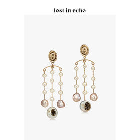 lost in echo金币耳钉搭配纽扣巴洛克异形珍珠流苏耳环