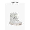 lost in echo 设计师 厚底气眼装饰马丁靴 白色绑带女靴中跟女鞋 商品缩略图1