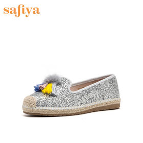 商场同款 | Safiya索菲娅女鞋春秋毛毛流苏平底鞋渔夫鞋SF93111088