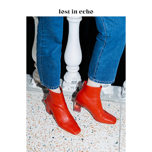 新年闪购水晶跟羊皮高跟靴  红色 商品图0