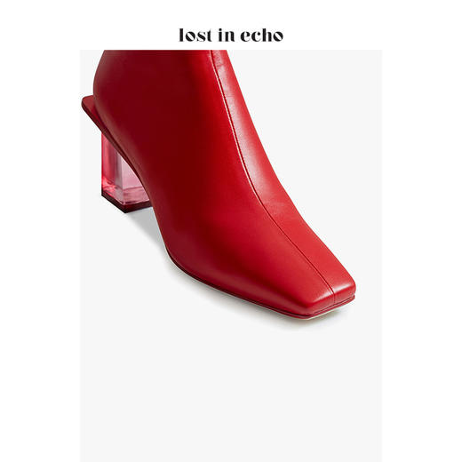 新年闪购水晶跟羊皮高跟靴  红色 商品图4