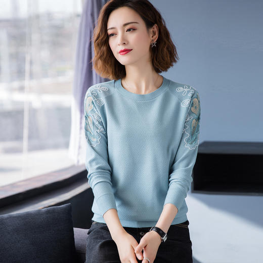 FCY-MS8872韩版宽松纯色圆领毛衣 商品图3