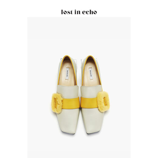 lost in echo2019秋季新款中跟乐福鞋 时尚黄色扣饰方头方跟女鞋 商品图3