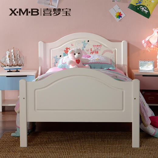 喜梦宝 实木床 单人床 儿童公主床 女孩 1米1.2米伸缩床 哆来咪 商品图2
