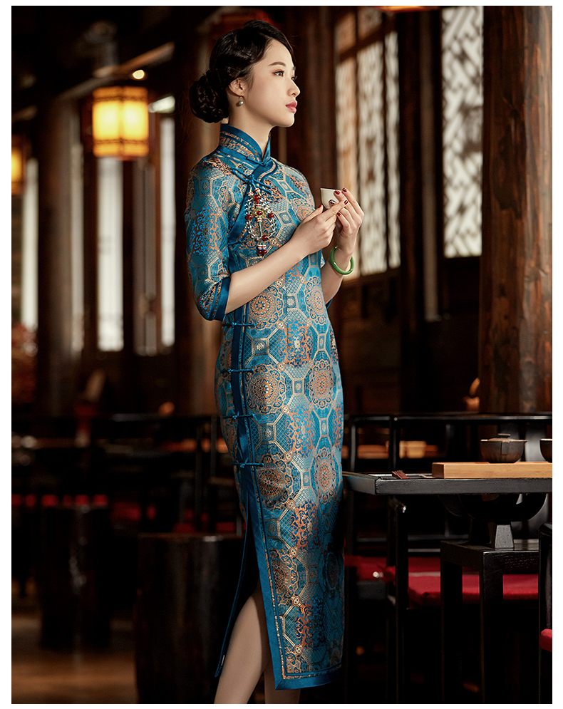 e2191玺玥真丝织锦旗袍