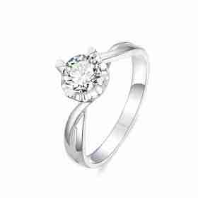 拥爱系列白色18K金钻石单镶钻戒DR1110