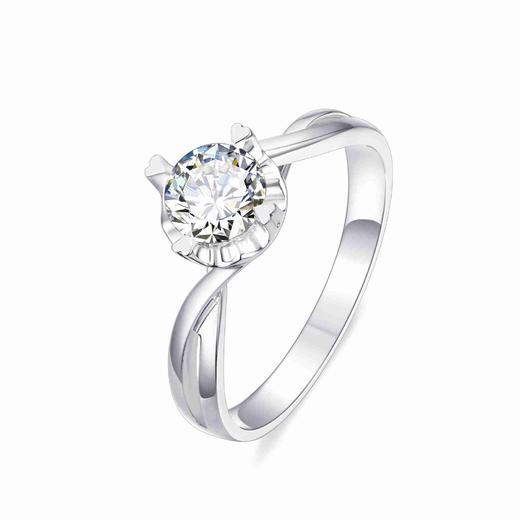 拥爱系列白色18K金钻石单镶钻戒DR1110 商品图0