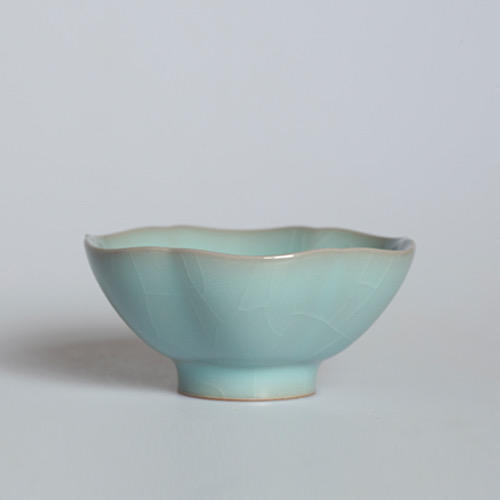 「茶器」徐瑞鸿 汝窑 六瓣青岚杯 商品图0