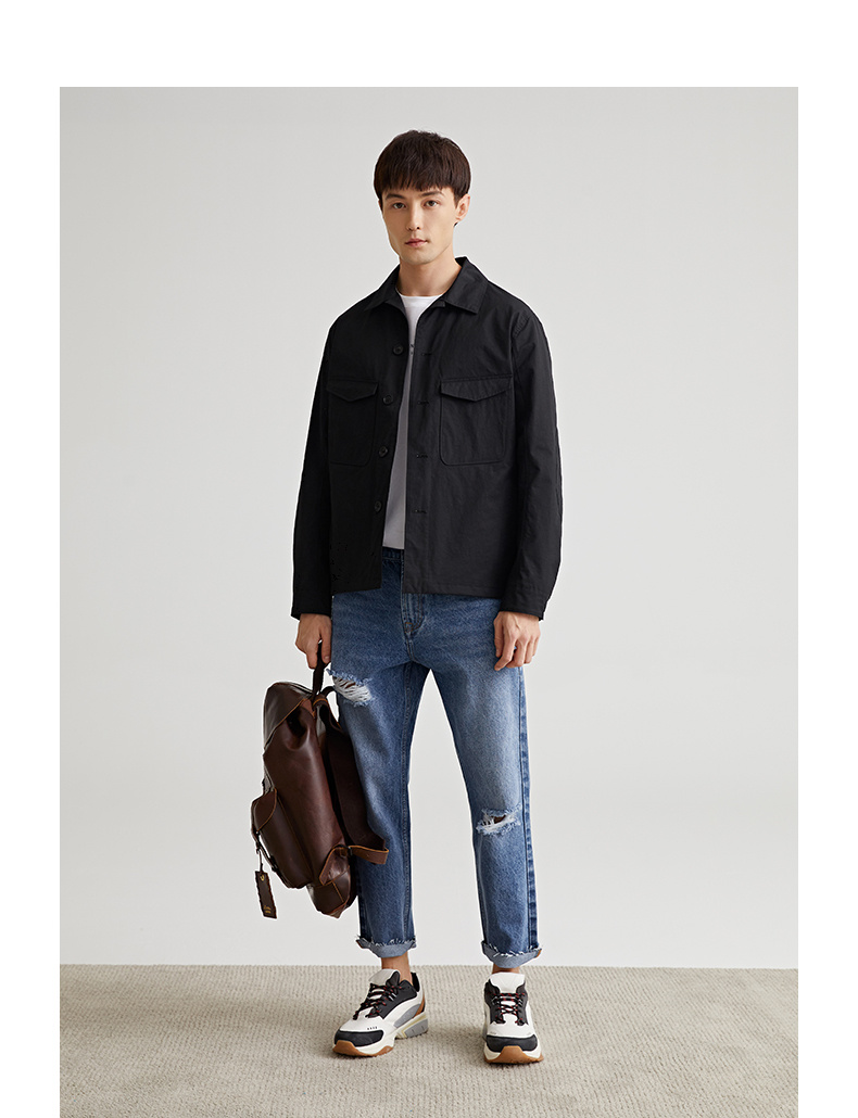 墨麦客男装2020春季新款翻领衬衫夹克男士休闲工装服上衣外套8319