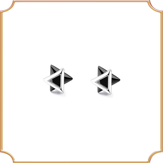 S925纯银韩版潮人六芒星耳钉情侣三生石 商品图1