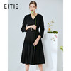 EITIE爱特爱春季新款通勤百搭V领纯色收腰七分袖A字连衣裙女6107806 商品缩略图0