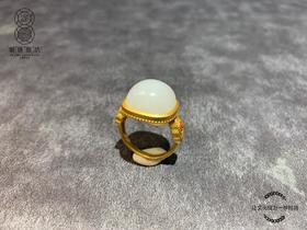 【御珠宫坊】金镶羊脂白玉戒指