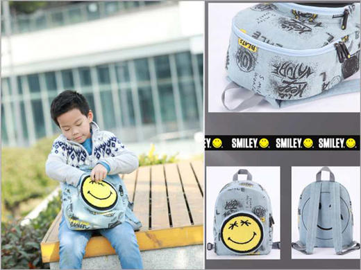 SMILEY"Game World"  SW牛仔印花双肩背包 /书包男女同款 商品图7