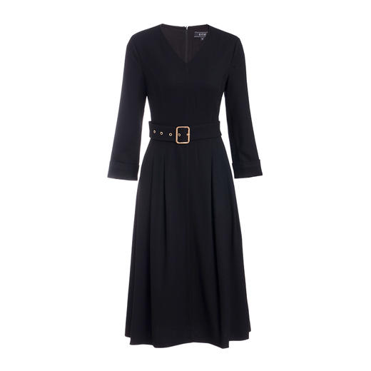 EITIE爱特爱春季新款通勤百搭V领纯色收腰七分袖A字连衣裙女6107806 商品图4