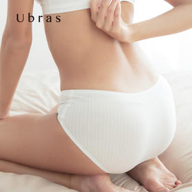 Ubras棉感条纹中腰平角裤内裤女纯棉底档舒适透气春夏新女士内裤
