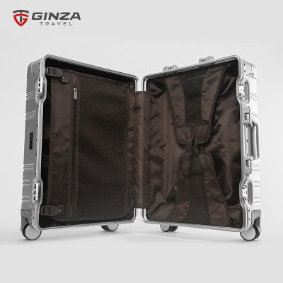 银座商务铝框行李箱万向轮铝镁合金旅行箱密码锁拉杆箱20寸 A-9128K 商品图5