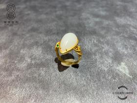 【御珠宫坊】金镶羊脂白玉戒指