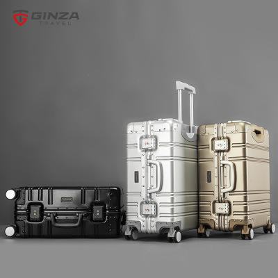 银座商务铝框行李箱万向轮铝镁合金旅行箱密码锁拉杆箱20寸 A-9128K 商品图4