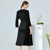 EITIE爱特爱春季新款通勤百搭V领纯色收腰七分袖A字连衣裙女6107806 商品缩略图3
