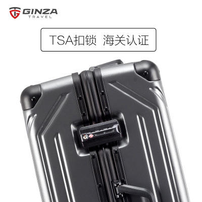 银座PC铝框旅行箱飞机轮20寸/24寸/28寸商务登机箱密码锁拉杆箱男女A-9270K 商品图2