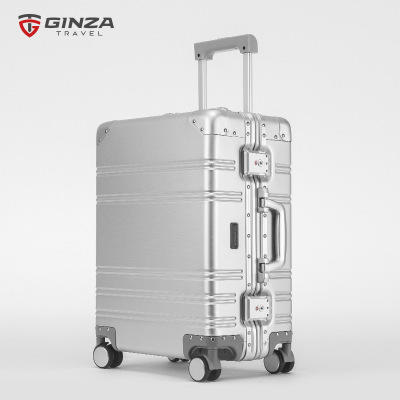 银座商务铝框行李箱万向轮铝镁合金旅行箱密码锁拉杆箱20寸 A-9128K 商品图7