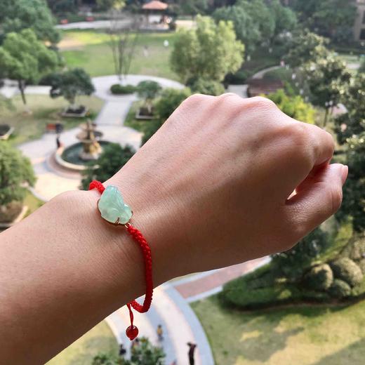 冰种晴水翡翠貔貅手绳18k玫瑰金镶嵌手链 商品图6