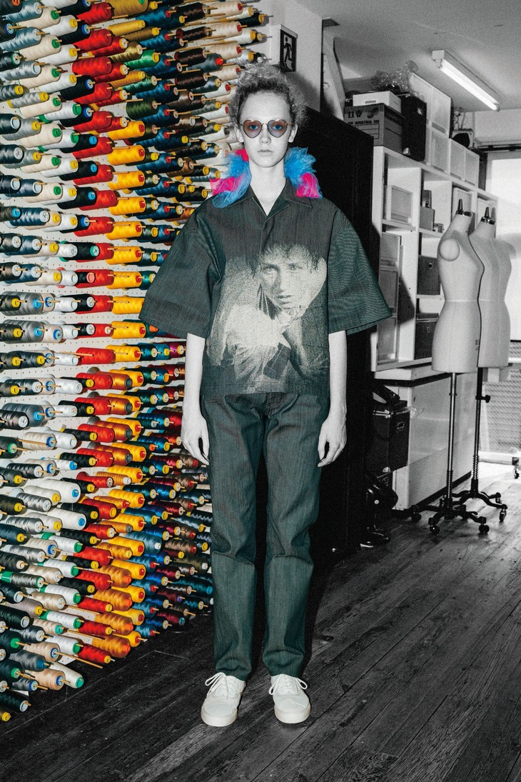 undercover2020ss黑灰色印花单宁短袖外套