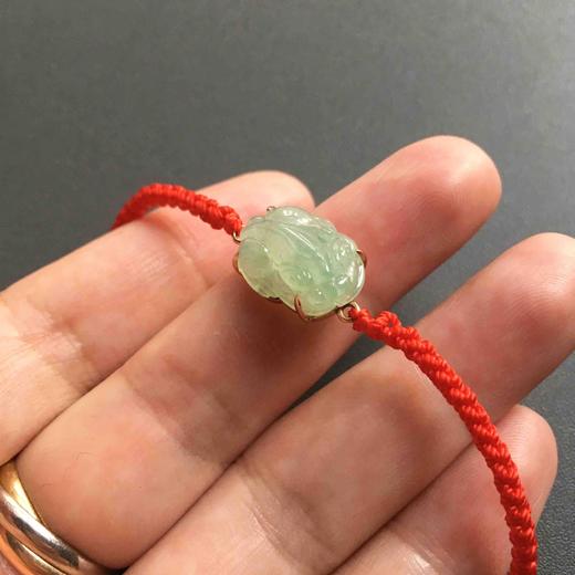 冰种晴水翡翠貔貅手绳18k玫瑰金镶嵌手链 商品图1