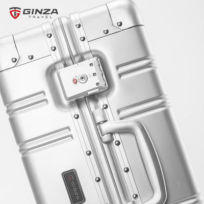 银座商务铝框行李箱万向轮铝镁合金旅行箱密码锁拉杆箱20寸 A-9128K 商品图6