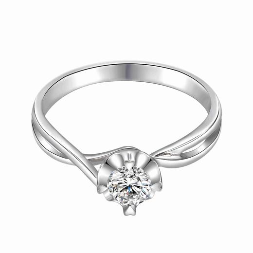 拥爱系列白色18K金钻石单镶钻戒DR1110 商品图3