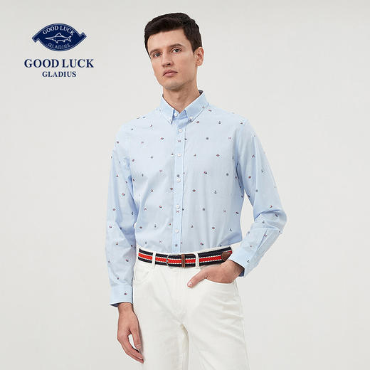 GOOD LUCK德鲨旗帜元素剪花衬衫LY01156 商品图0