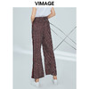 vimage纬漫纪夏季花色直筒裤宽松高腰遮肉休闲裤女九分裤V1105723 商品缩略图5
