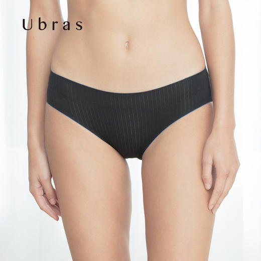 Ubras棉感条纹中腰平角裤内裤女纯棉底档舒适透气春夏新女士内裤 商品图1