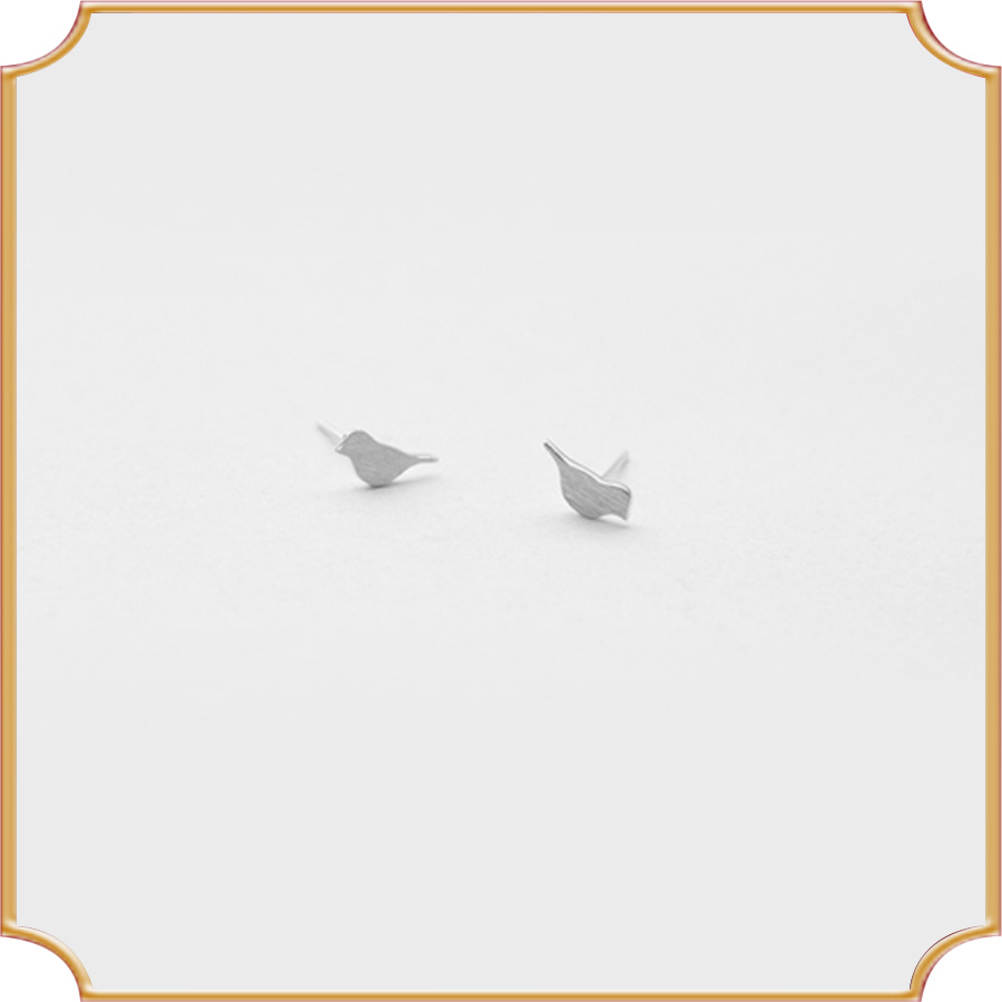 小小鸟 925纯银耳钉 日韩流行款式原创设计手工纯银耳饰品