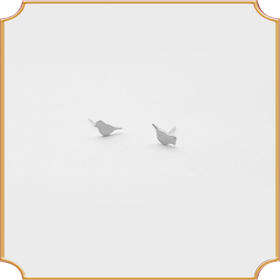 小小鸟 925纯银耳钉 日韩流行款式原创设计手工纯银耳饰品