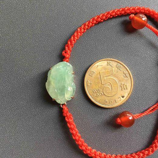冰种晴水翡翠貔貅手绳18k玫瑰金镶嵌手链 商品图4