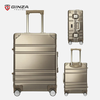 银座商务铝框行李箱万向轮铝镁合金旅行箱密码锁拉杆箱20寸 A-9128K 商品图3