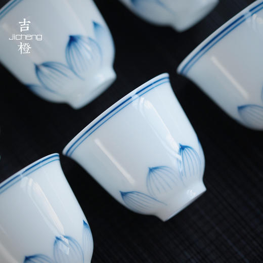 【茶杯/品茗杯】彼岸花开玉兰清莲单杯6入 品茗杯套装6只装手绘小茶杯陶瓷主人杯茶盏单杯日式功夫茶具 商品图1