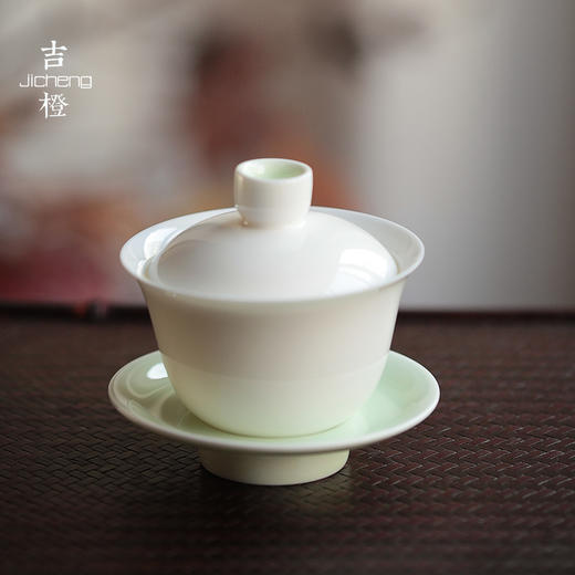 三才盖碗大号单个茶杯陶瓷泡茶碗白瓷功夫景德镇不烫手茶具 商品图1