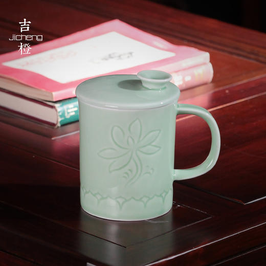 茶漏茶水分离单个办公室陶瓷带盖功夫茶具泡茶杯创意主人杯子带把 商品图2