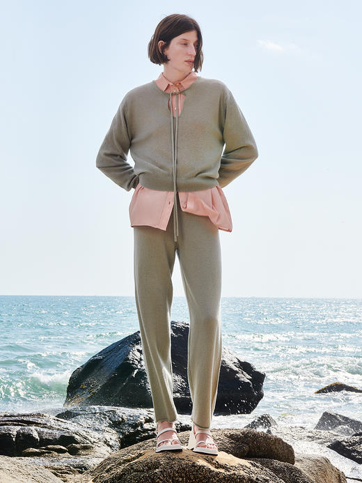 HIDEMI 薄款美利奴羊毛套装 系带廓形短款薄毛衣/九分裤 商品图10