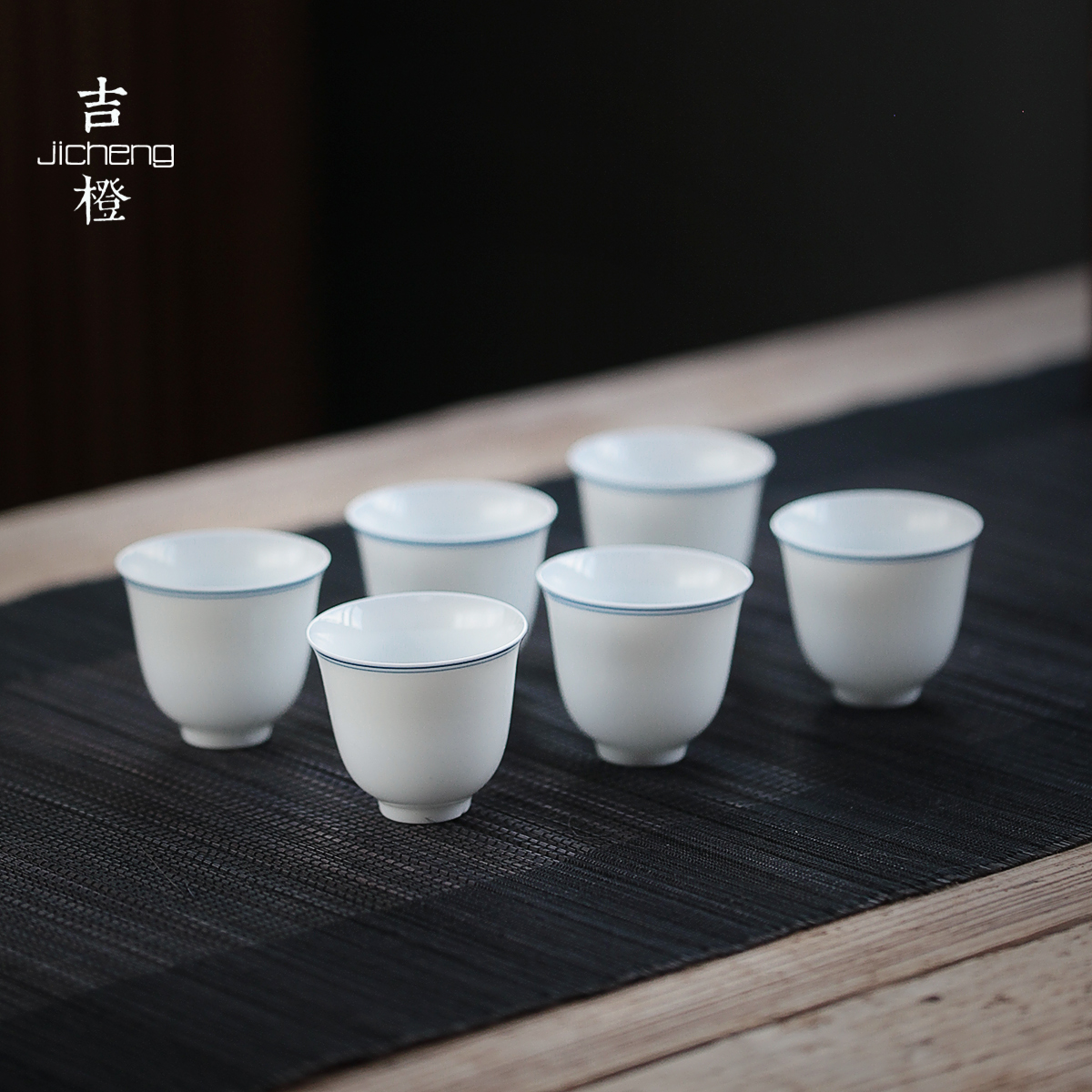【茶杯/品茗杯】彼岸花开/玉兰杯子母线单杯6入 白瓷留香杯主人杯功夫茶杯陶瓷品茗杯小单杯手工杯垫套装品茶手绘