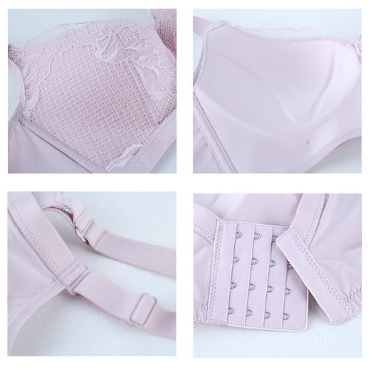 熳洁儿 法式内衣女蕾丝大胸显小文胸薄款无钢圈调整收副乳胸罩文胸19261509 商品图3