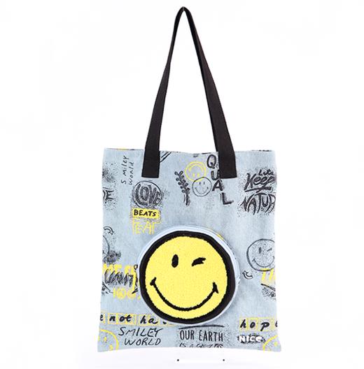 英国SMILEY WORLD 牛仔双面托特包 商品图0