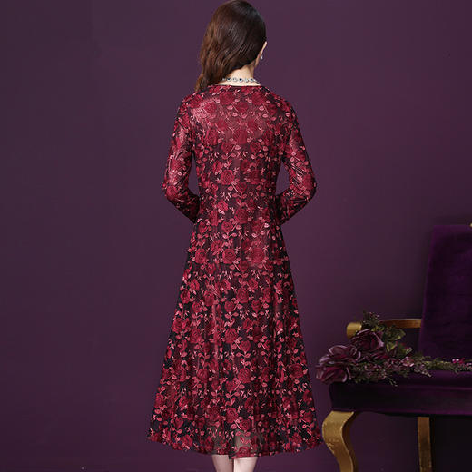 WXY-6201新款刺绣气质贵夫人A字女神长裙 商品图1