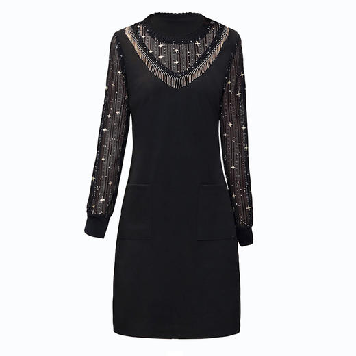 MQ-RL9956春装洋气时尚妈妈长袖中老年中长款连衣裙 商品图4