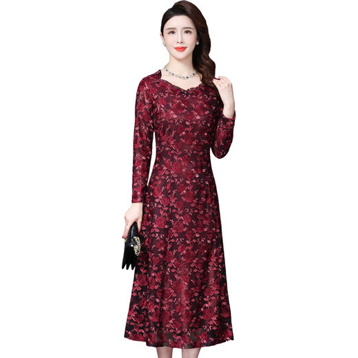 WXY-6201新款刺绣气质贵夫人A字女神长裙 商品图2